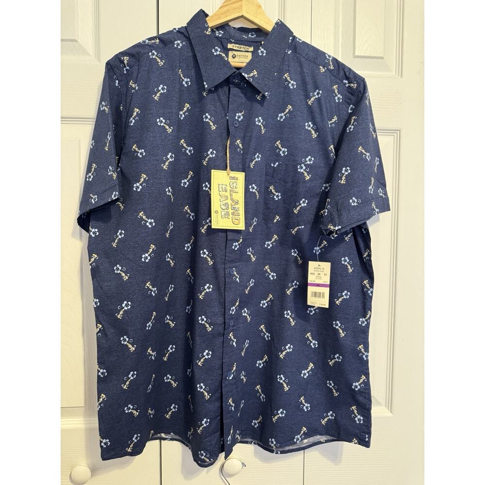 Hagger Men's Blue Short Sleeve Button Down Short, Size XXL